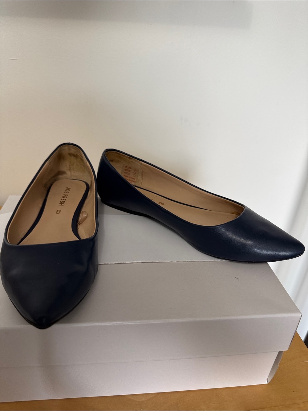 Joe Fresh Dark Blue Pointed-Toe Ballet Flats